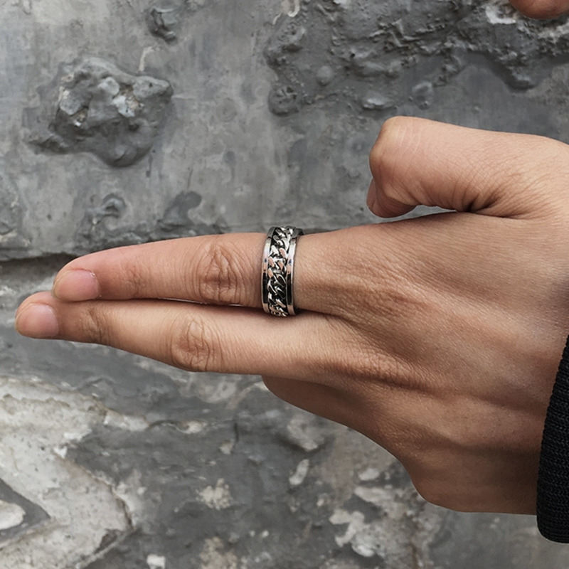 Nhẫn Thép Titan Phong Cách Hiphop Hàn Quốc Cá Tính