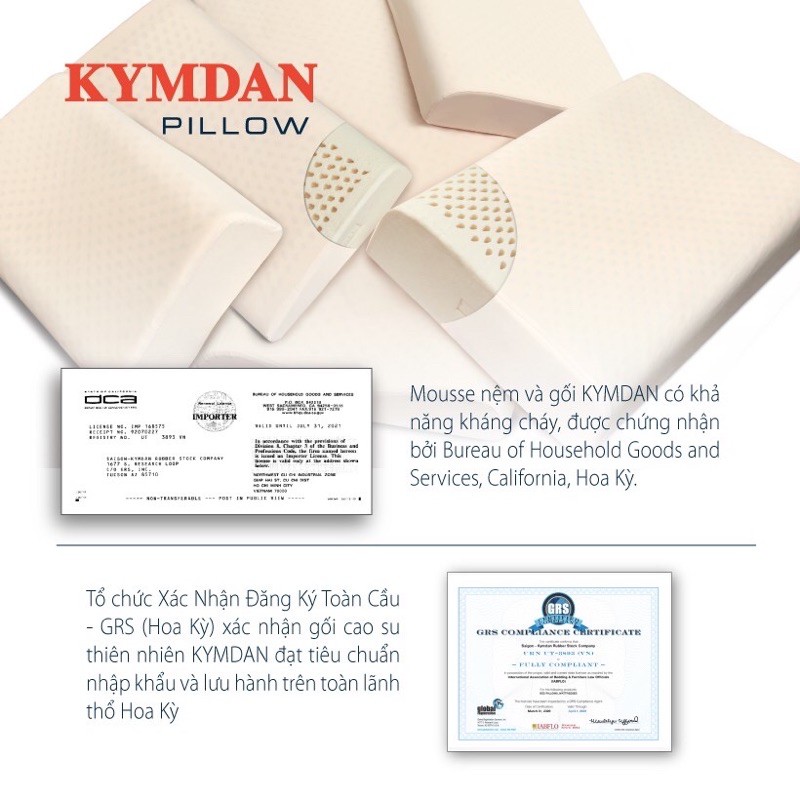 Gối cao su thiên nhiên KYMDAN Pillow Pressure Free Plus - Tặng 1 áo gối