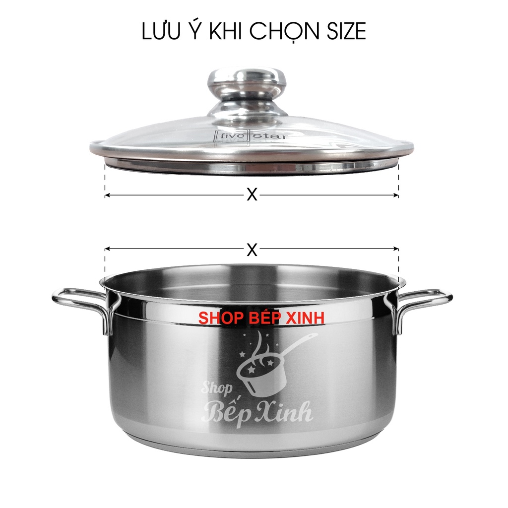 Nắp kính cường lực cao cấp FIVESTAR dùng cho nồi và chảo 16cm/18cm/20cm/24cm/26cm/28cm/30cm/32cm - nắp đậy