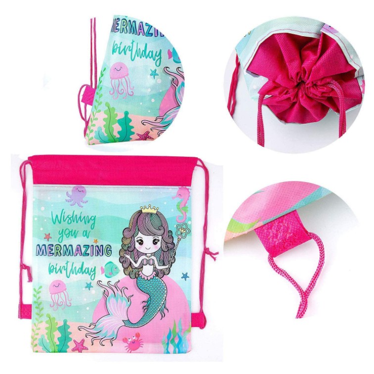 Ba Lô Rút Dây In Hình Nàng Tiên Cá Xinh Xắn Dành Cho Cả Nam Và Nữ