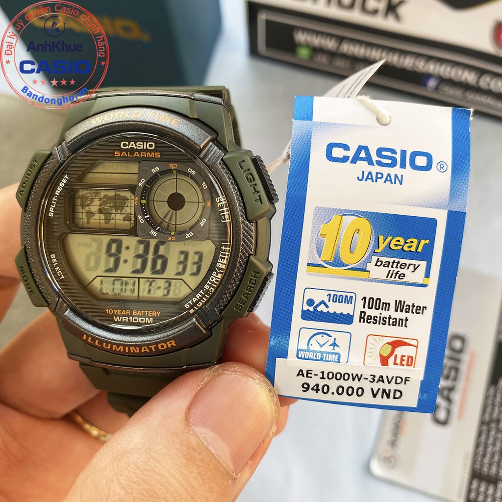 Đồng hồ nam Casio AE-1000W-3A ⌚𝐂𝐀𝐒𝐈𝐎❤️ Đồng hồ Casio AE-1000W-3AVDF chính hãng Anh Khuê AE-1000