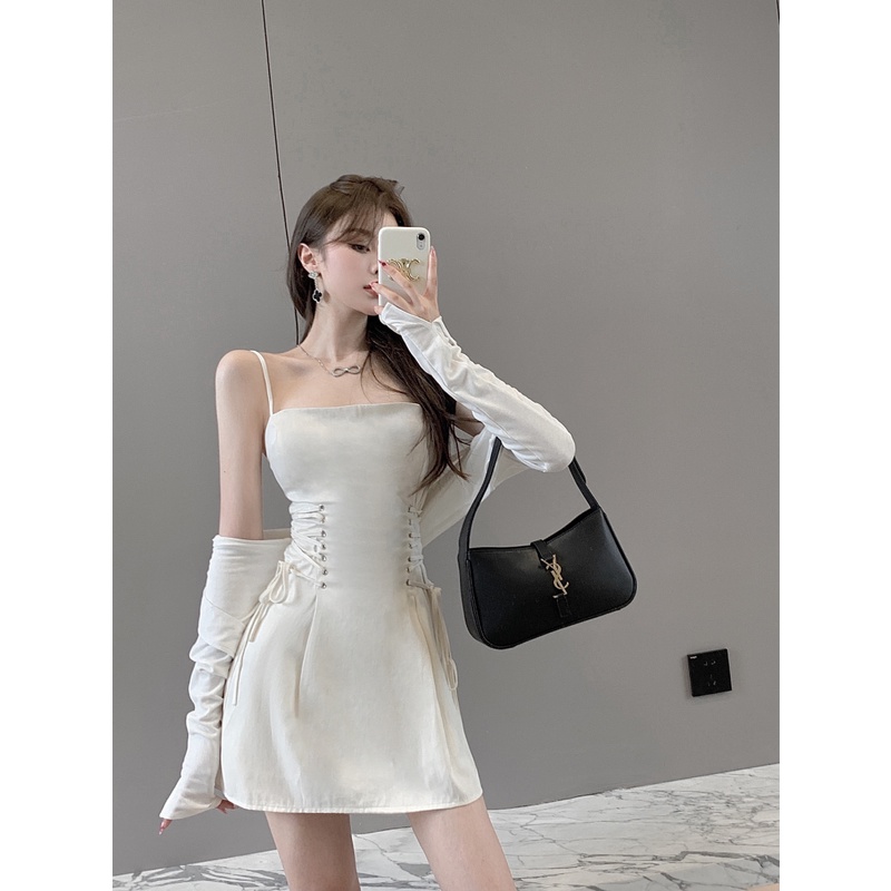 Đầm nữ dáng xòe hai dây thắt eo hàng đẹp Emilyshop ulzzang
