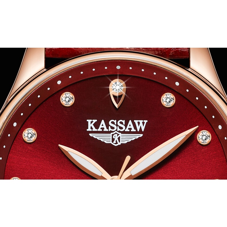 Đồng hồ nữ chính hãng KASSAW K993-1 Kính sapphire,chống xước,Chống nước 50m,BH 24 tháng,Máy cơ(Automatic),dây da xịn
