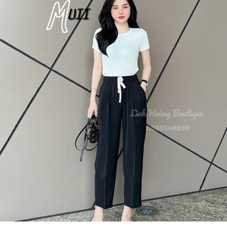Quần Baggy Ruby Xếp Ly Cạp Chun Buộc Nơ Tôn Dáng