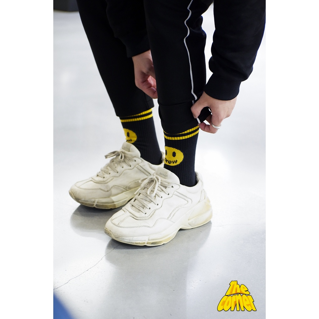 Tất cao cổ unisex dệt kim Drew House họa tiết trơn, tie-dye thêu Logo mặt cười