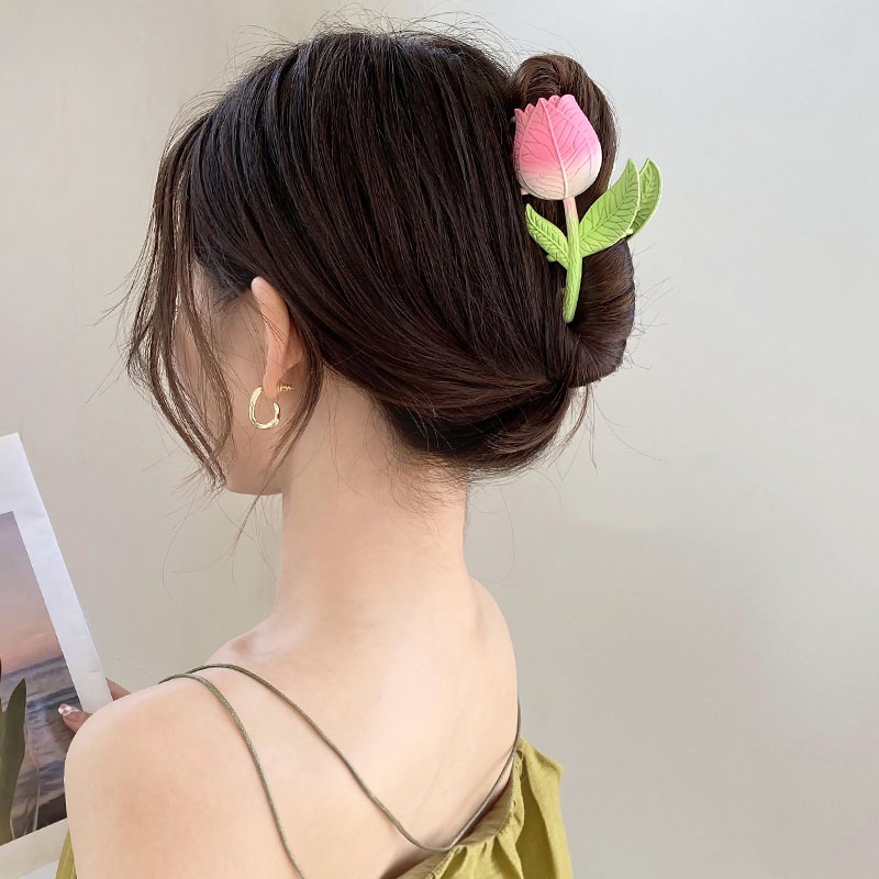 Kẹp Tóc Hoa Tulip Tráng Men Mới Cho Nữ
