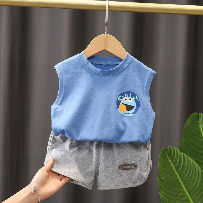 Đồ Bộ Bé Trai, Bộ Sát nách Mnostre In Hoạt Hình Chất Cotton Cực Mát Cho Bé Từ 8-18kg - SUMO KIDS