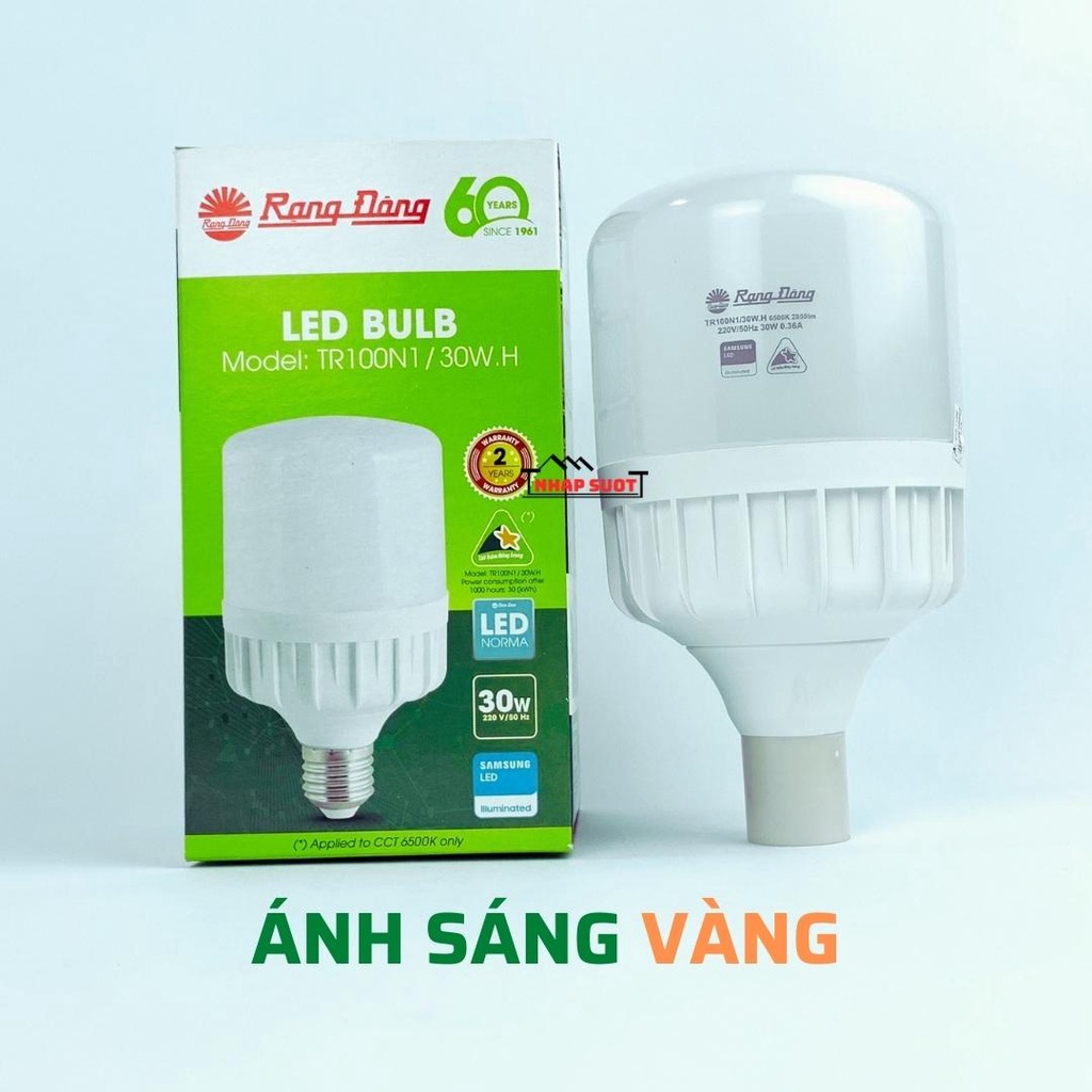 Bóng đèn led trụ Rạng Đông 20w 30w 40w 50w 60w 80w ánh sáng trắng, vàng, bảo hành 24 tháng