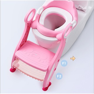 Bệ ngồi bồn cầu có thang đi vệ sinh cho bé