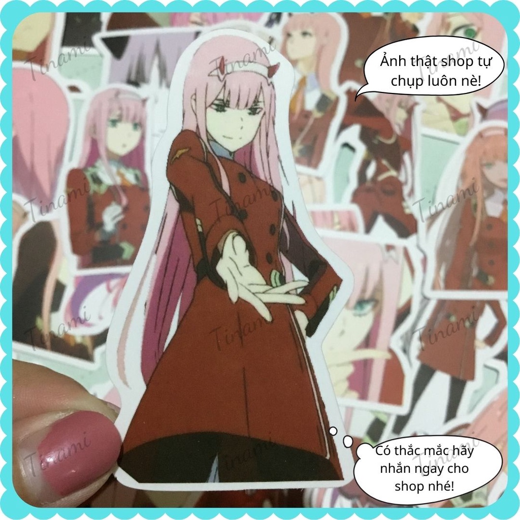 50 Sticker anime manga DARLING in the FRANXX  Zero Two hình dán chống nước trang trí, decor,  làm quà tặng fan hâm mộ