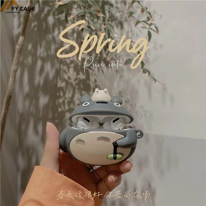 Vỏ Bảo Vệ Hộp Sạc Tai Nghe Airpod 1 2 3 Pro Bằng Silicon Hình Totoro 3D Dễ Thương Chống Sốc