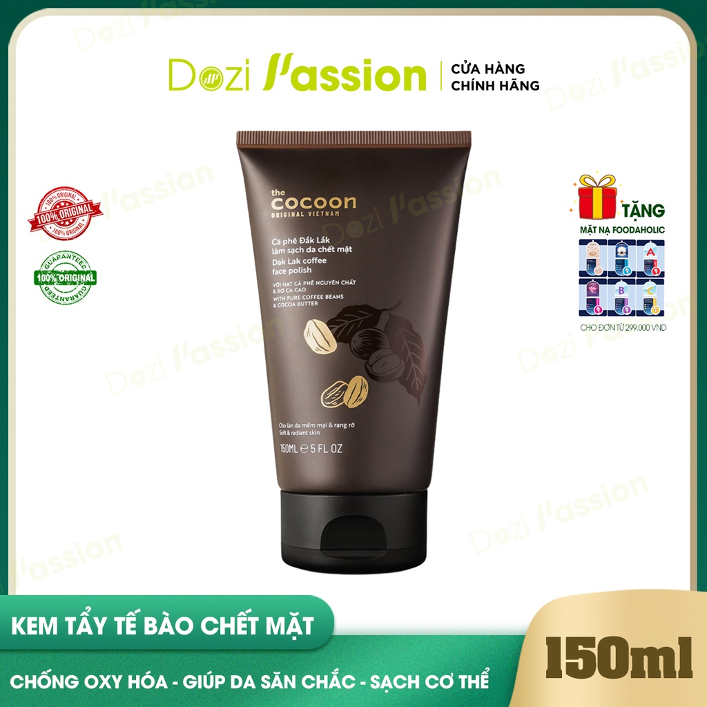 Tẩy Tế Bào Chết Cocoon Cà Phê Đắk Lắk Dành Cho Da Mặt, Làm Sáng Da, Mềm Mịn - Cocoon Dak Lak Coffee Face Polish 150ml