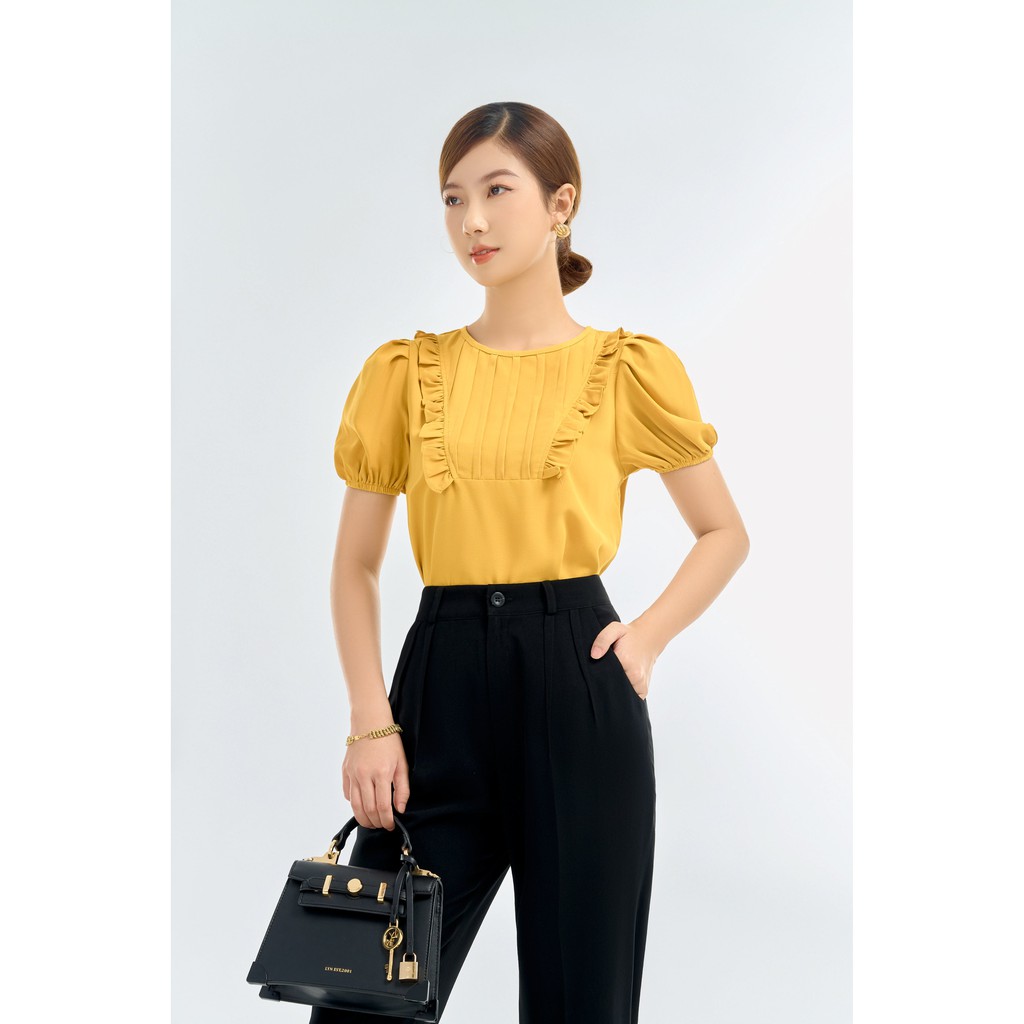 Áo kiểu sơ mi nữ tay bồng, xếp ly ngực thiết kế cao cấp TKFASHION SMKA126