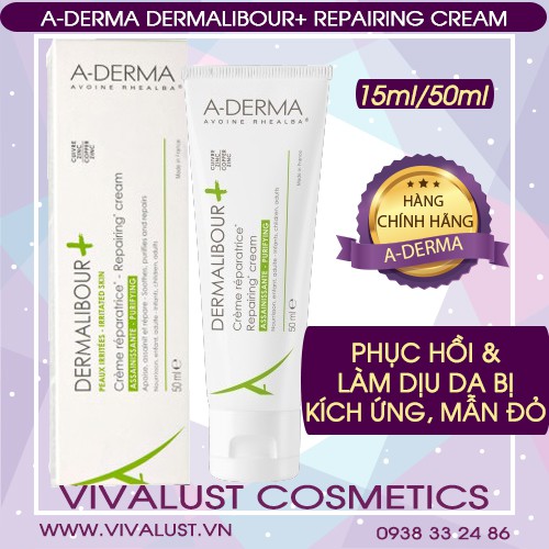 Kem Dưỡng ADERMA Dermalibour+ Repairing Cream (15/ml50ml) - Phục Hồi Và Làm Dịu Da Bị Kích Ứng, Ngứa, Mẫn Đỏ