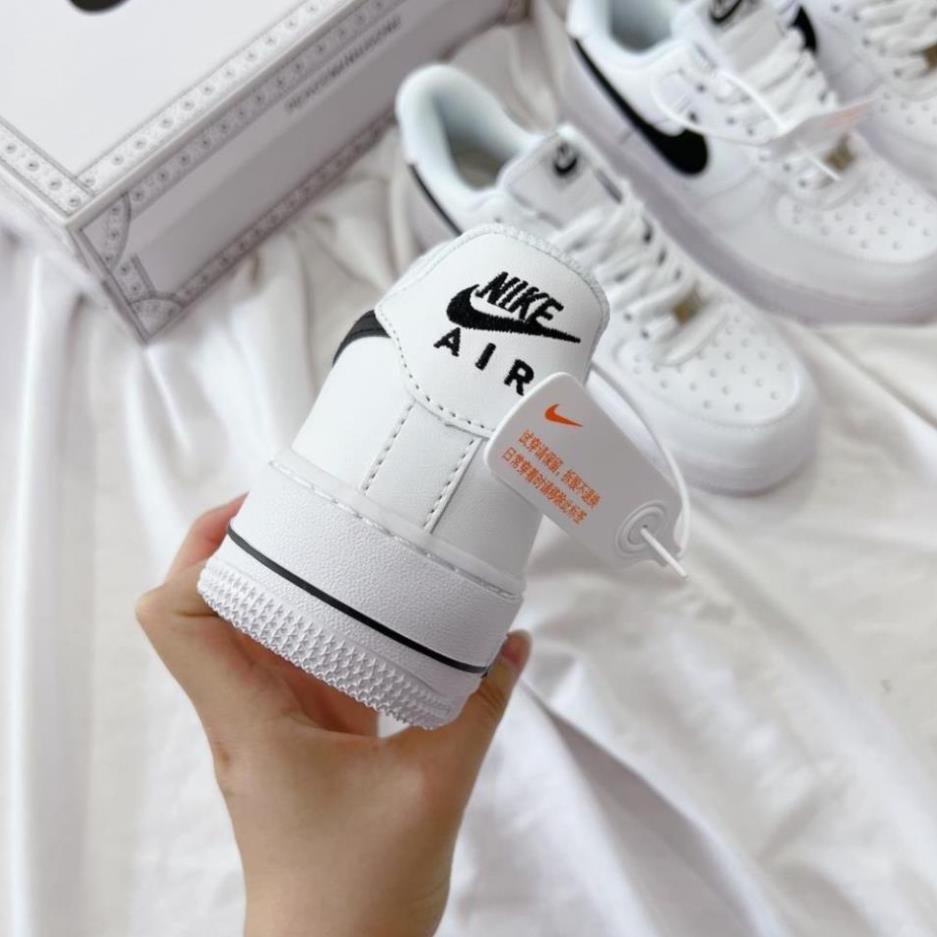 Giày _Nike Air Force 1 Trắng Vệt Đen Cổ Thấp Độn Đế, Giày Thể Thao Sneaker Nam Nữ Trắng _Nike AF1 Đi Học G10