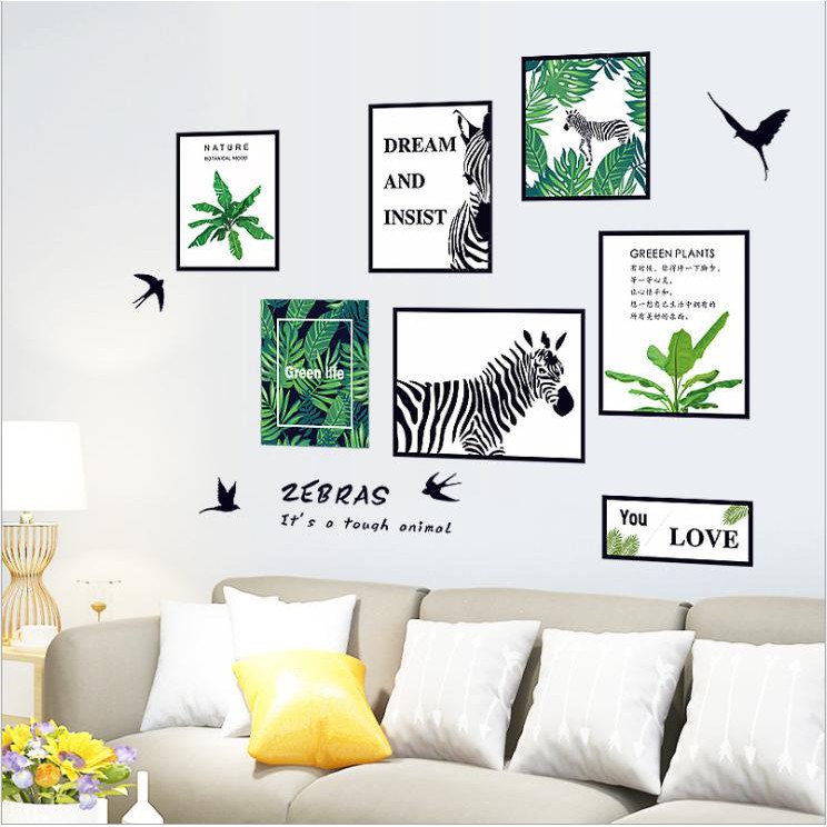 Decal dán tường Khung hình 3D trang trí phòng khách kiểu Hàn Quốc - decal AmyShop