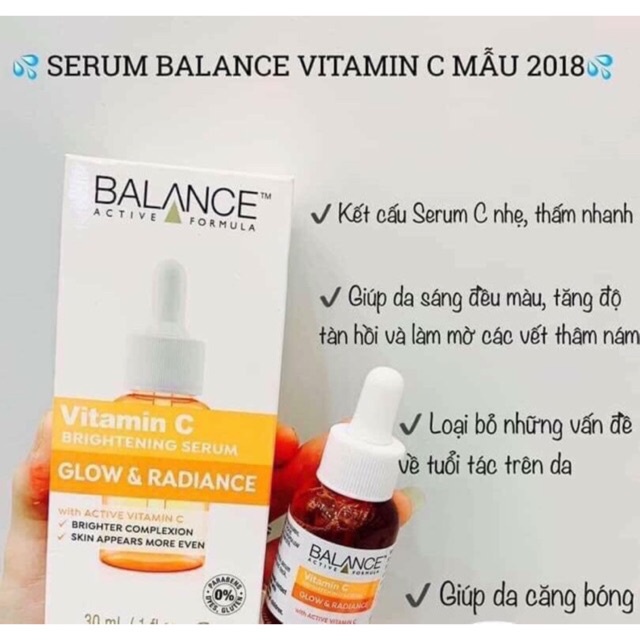 Serum Vitamin C Balance Active Formula 30ml Làm Sáng Da Chống Lão Hóa Cho Da Bóng Mịn