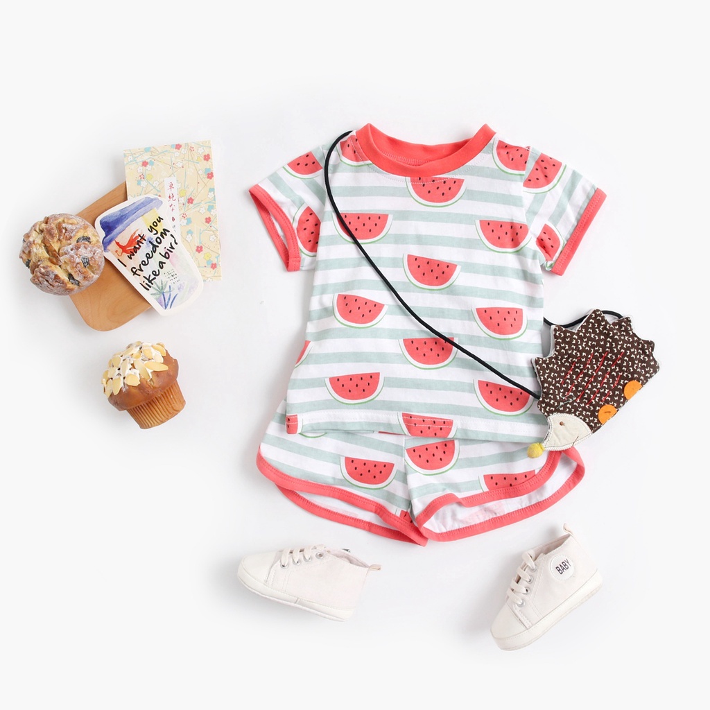 Set áo thun + quần short Sanlutoz chất liệu cotton thời trang mùa hè cho bé