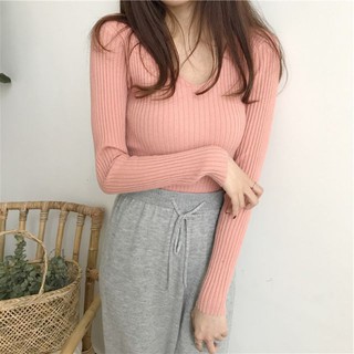 Áo len đũa cổ tim