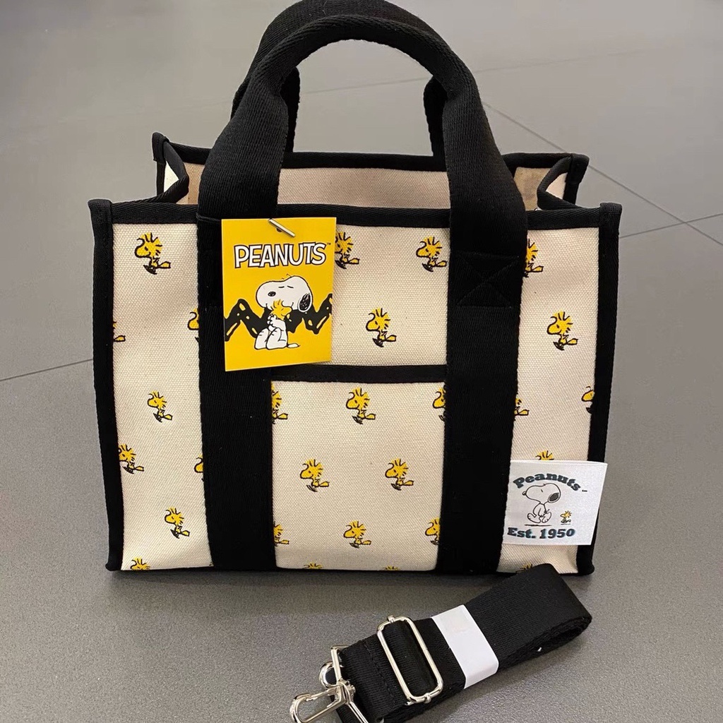 Túi Xách Đeo Vai Vải Canvas In Hoạ Tiết snoopy Dễ Thương Xinh Xắn