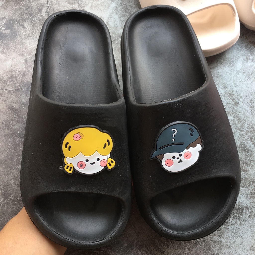 Dép bánh mì nữ 🔥 FREESHIP🔥 Dép quai ngang hình mặt trai gái đế cao 3cm siêu êm