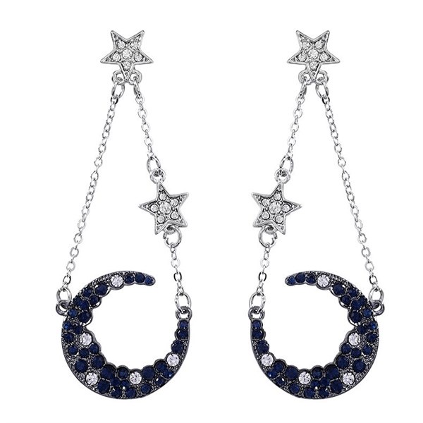 Bông Tai Mushroom Lee - dài blue moon star đính đá silver