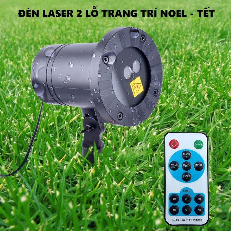 Đèn chiếu laser 2 lỗ ngoài trời chống nước - Đèn trang trí NOEL và TẾT hàng nhập cao cấp