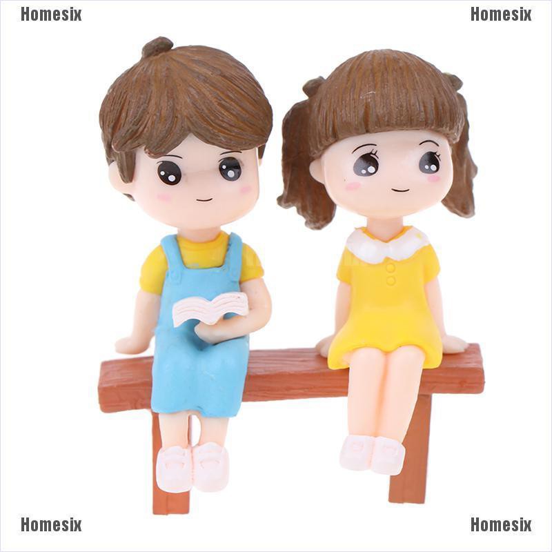 [HoMSI] 1set Sweet Lovers Chair DIY Miniature Figurine Dollhouse Decor Micro Landscape SUU