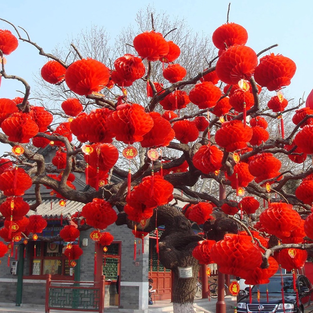 Đèn lồng giấy treo trang trí năm mới phong cách Trung Hoa