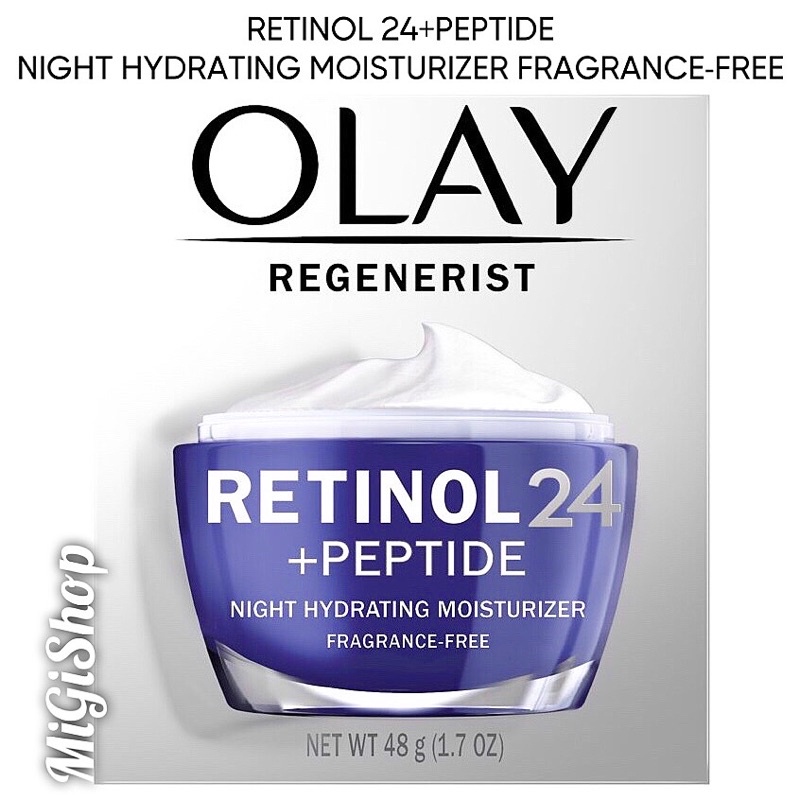 [Hàng Mỹ] Kem Dưỡng Da Ban Đêm Olay Retinol 24 Night Hydrating Moisturizer Fragrance Free 48g