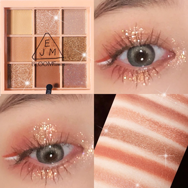 Bảng Phấn Mắt Jiugongge 9 Màu Sắc Lấp Lánh Dành Cho Học Sinh