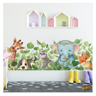 [MẪU ĐỘNG VẬT VÀ CÂY LÁ] Decal dán tường cho bé, tranh dán trang trí phòng cho bé, nhà trẻ mẫu giáo cho con yêu
