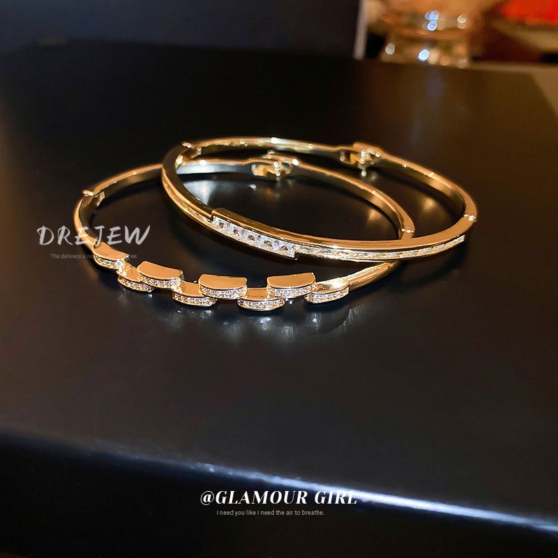 DREJEW Vòng Tay Mạ Vàng Đính Đá Zircon Siêu Nhẹ Thời Trang Cao Cấp