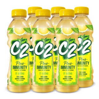 [DATE MỚI] Lốc 6 chai trà xanh hương chanh C2 Plus Immunity ít đường 500ml