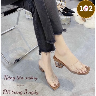 Guốc nữ quai trong gót mika trong 7p dép nữ quai trong 7cm guốc nữ quai mảnh giày mika4canh