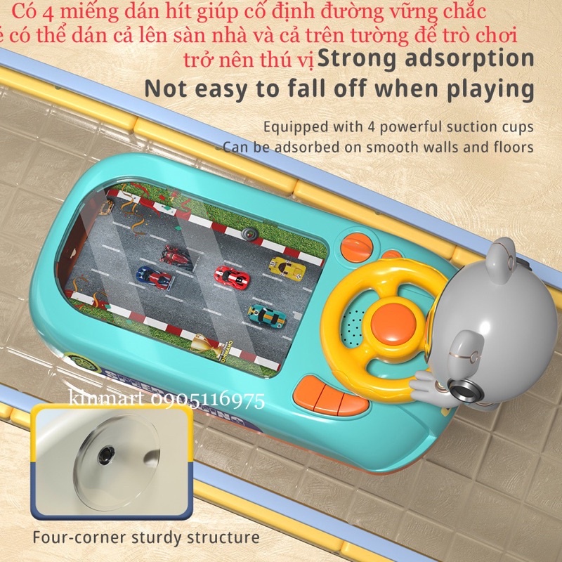 Đường Đua Xe Ô Tô Có Màn Hình Chuyển Động, Vô Lăng Điều Khiển Cho Bé Luyện Nhanh Tay Nhanh Mắt, Có Âm Thanh Vui Nhộn