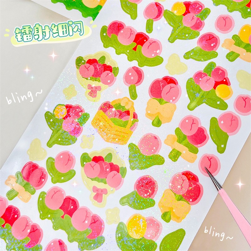 Miếng Dán Trang Trí Hình Hoa Màu Laser Dễ Thương Dành Cho Nữ