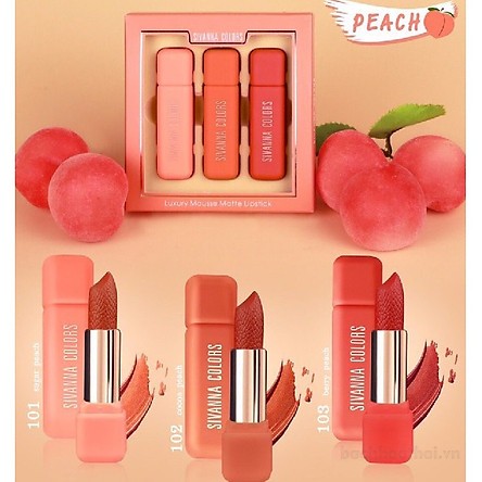 [Lâu trôi] Bộ 3 thỏi Soņ lì Sivanna Colors Luxury Liquid Lipstick Thái Lan