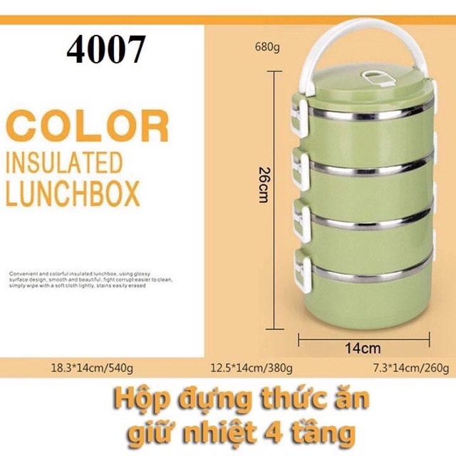 Hộp đựng thức ăn giữ nhiệt 4 tầng