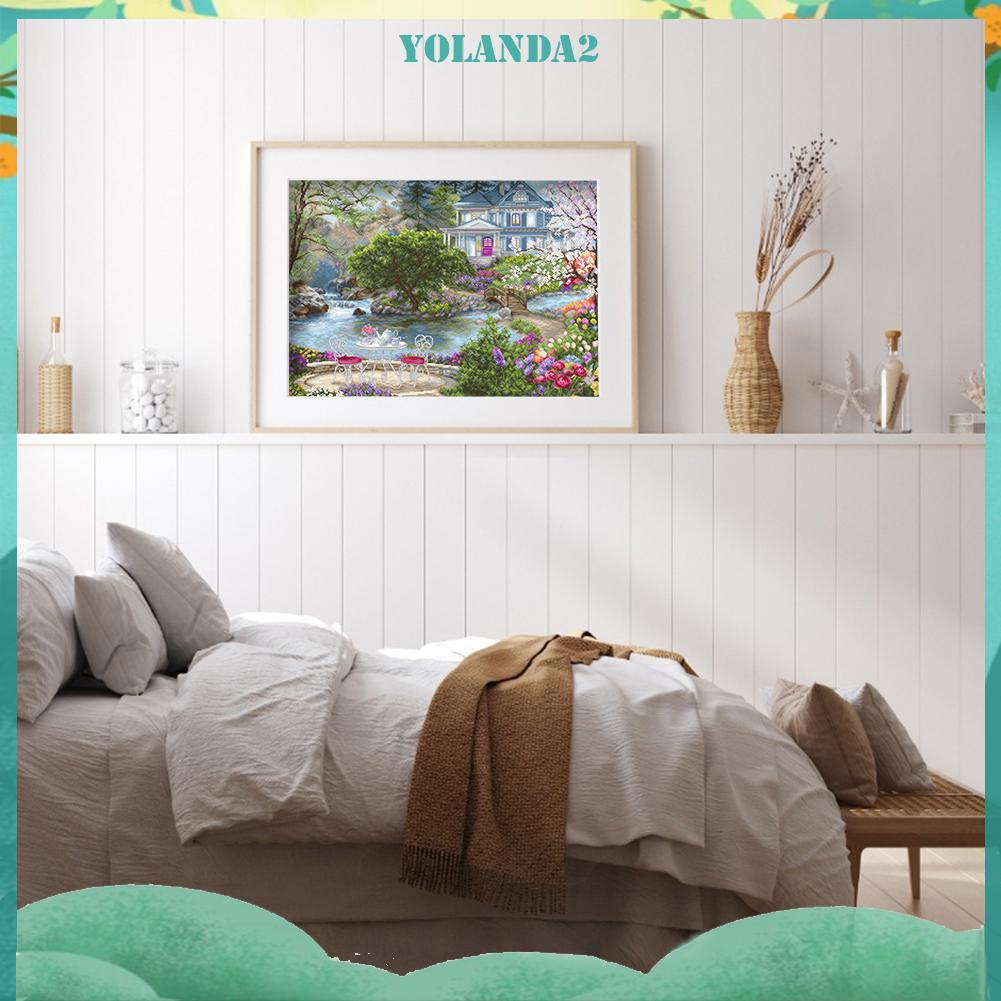 Bộ tranh thêu chữ thập hình biệt thự 11ct