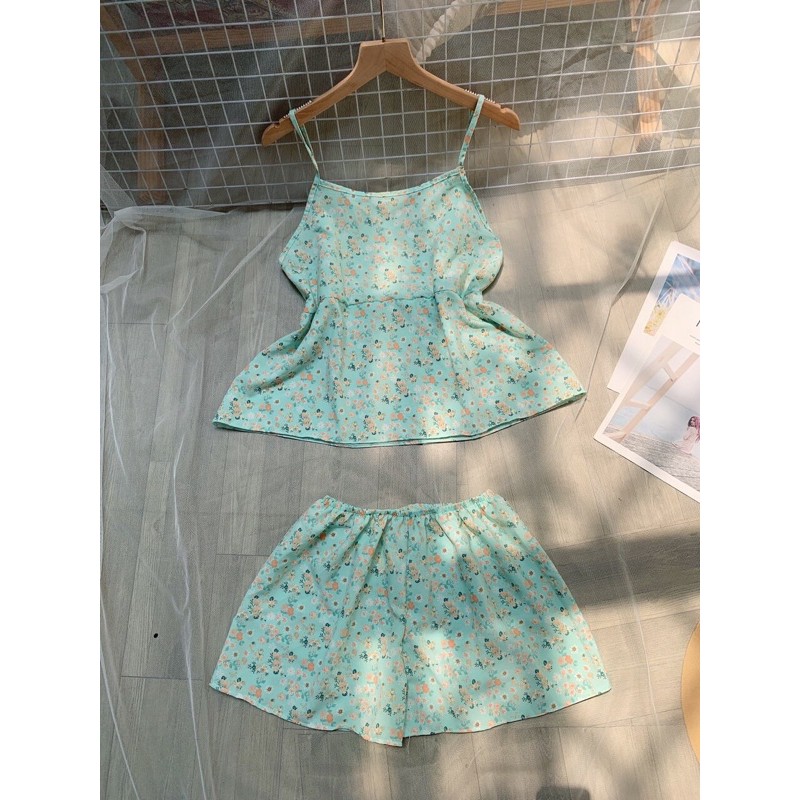 Bộ voan lụa 2 dây mặc nhà dễ thương | BigBuy360 - bigbuy360.vn