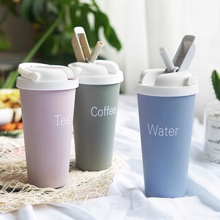 Ly giữ nhiệt TEA inox sus 304 có quai xách, ống hút thể tích 500ml 4 màu lựa chọn