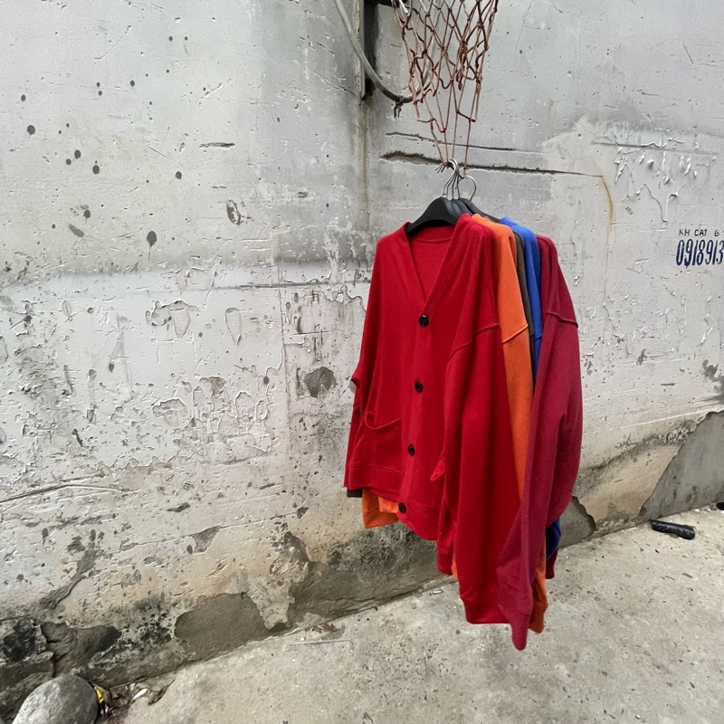 Áo khoác Cardigan unisex - Áo khoác trơn form rộng cổ V 4 khuy ullzang