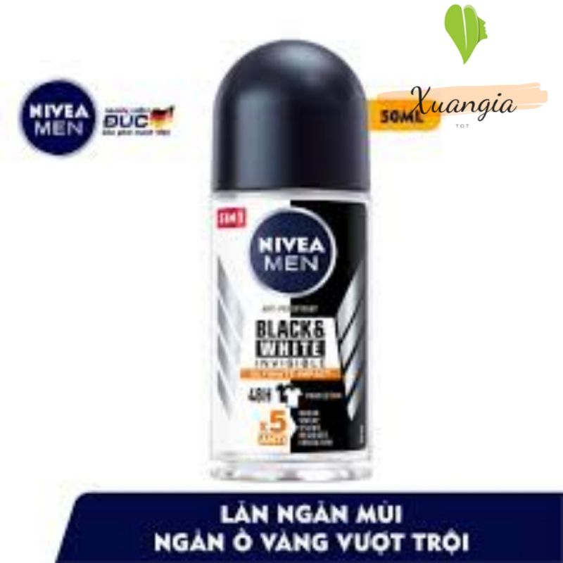 Lăn Khử Mùi Nivea Men Invisible For Black & White 50ml | BigBuy360 - bigbuy360.vn
