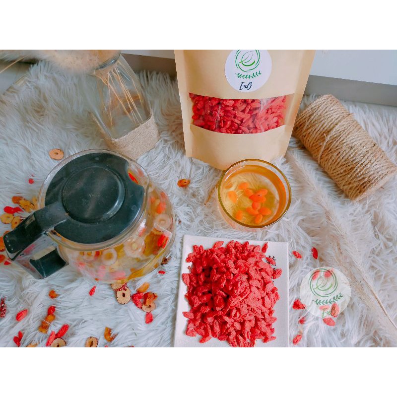 ( Ảnh thật ) Kỷ Tử Eno - Cau Kỷ Tử sấy khô loại 1, organics, trái to, đều, đẹp, không nhuộm màu, Trà Ngủ Ngon