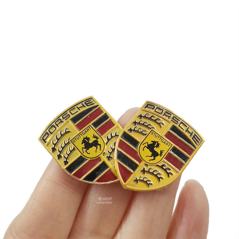 Bộ 2 Logo Porsche Bằng Nhôm Dán Trang Trí Xe Hơi Porsche