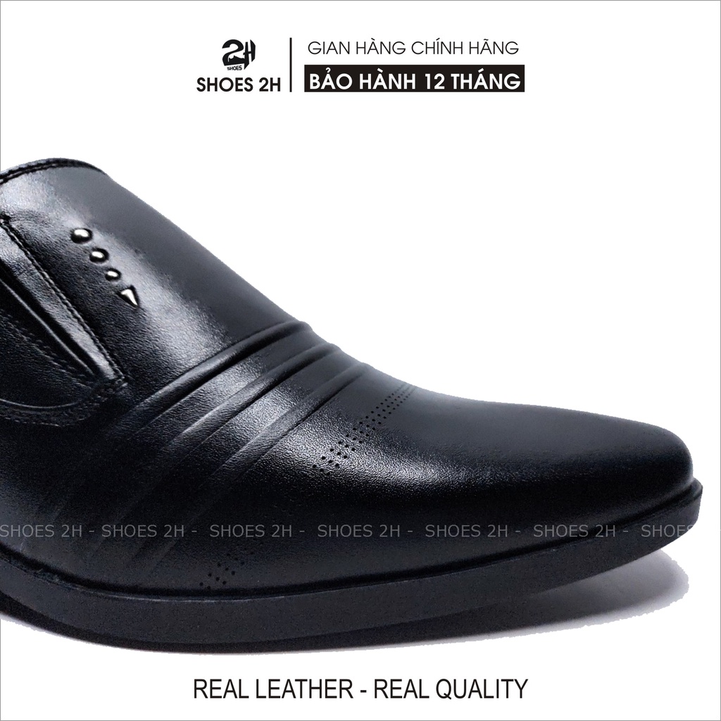 Giày Công sở tăng chiều cao 6cm da bò thật SHOES 2H – 78 màu Đen