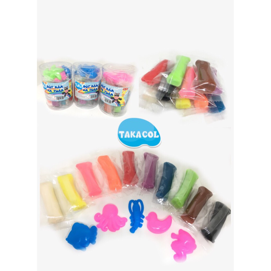 Đất nặn bột nặn TAKACOL 10 màu túi kẹo có khuôn chơi kèm OT-13