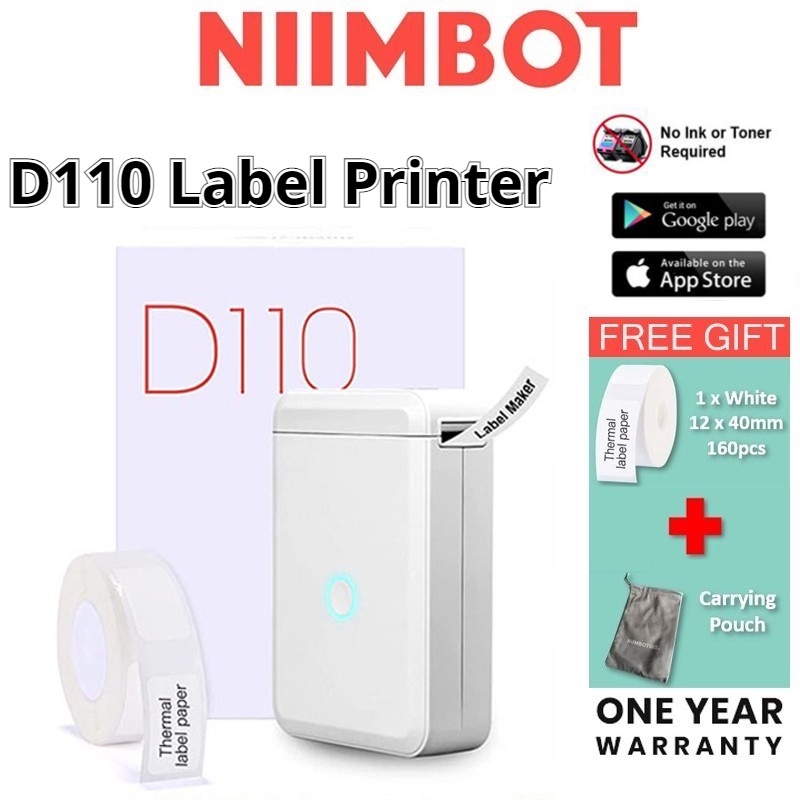 Máy In Nhãn Hiệu NiiMbot D110 Không Mực Bluetooth Di Động Dễ Sử Dụng Cho Android iPhone APP