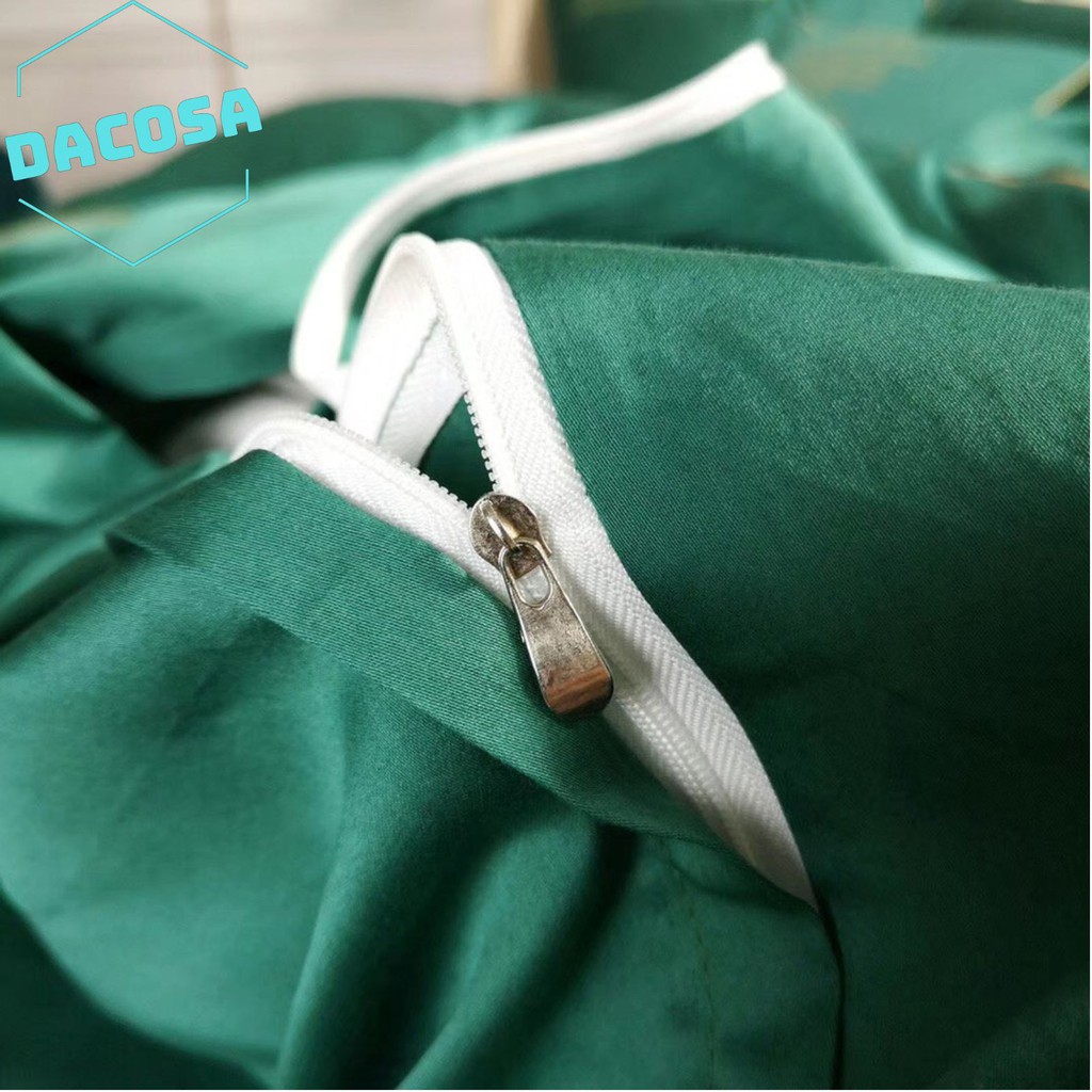 [Giá Sỉ] Bộ Chăn Ga Gối LỤA SUMOI 60S Màu Xanh Rêu Đậm Cao Cấp Khách Sạn